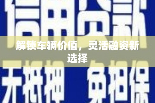 四子王旗解锁车辆价值，灵活融资新选择